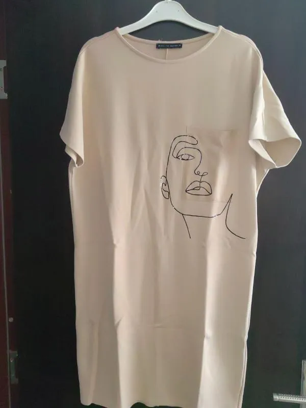 Rochie dreaptă Mohito M | Bej, Midi, Mânecă scurtă, Monocrom, Vâscoză - Image 2
