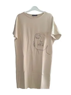 Rochie dreaptă Mohito M | Bej, Midi, Mânecă scurtă, Monocrom, Vâscoză