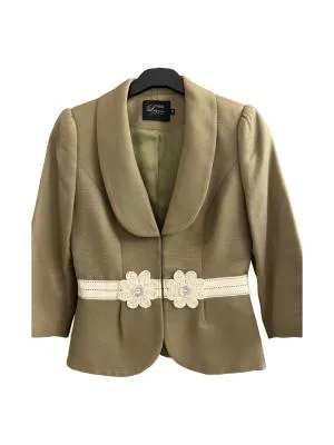 Sacou Nissa EU 38 | Khaki, Monocrom, Bumbac