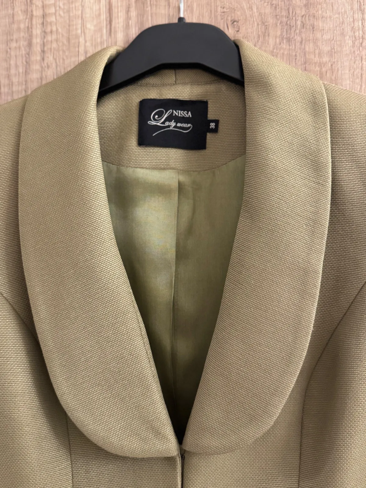 Sacou Nissa EU 38 | Khaki, Monocrom, Bumbac - Image 4