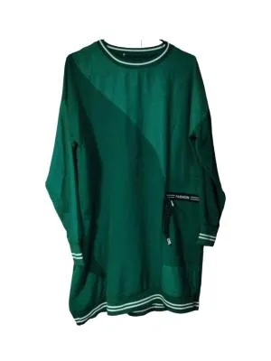 Rochie casual XL | Verde, Mini, Mânecă lungă, Dungi, Poliester
