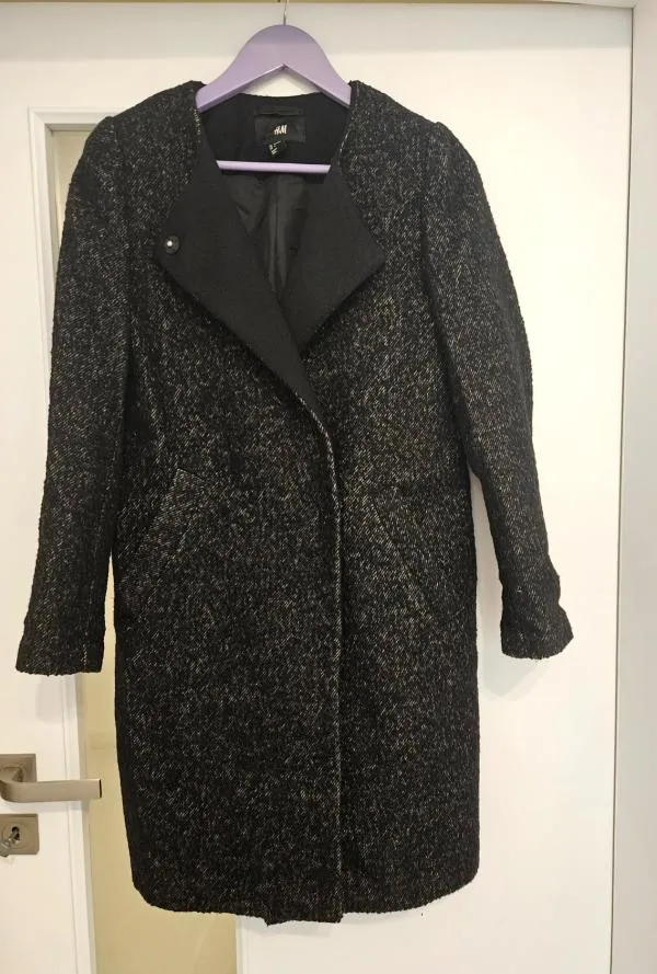 Palton H&M EU 34 | Negru, Fără glugă, Lână - Image 7
