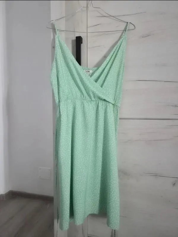 Rochie casual C&A EU 40 | Verde mentă, Mini, Bretele subțiri, Buline & Imprimeuri mici, Vâscoză - Image 2