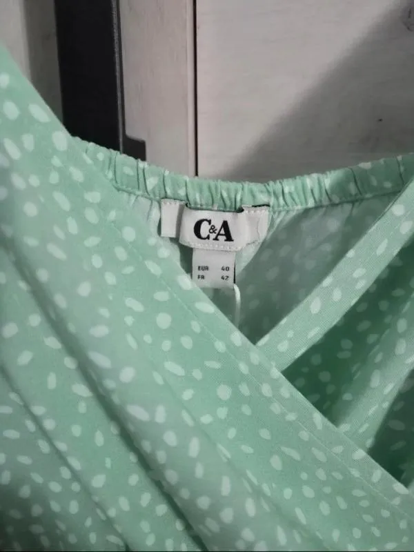 Rochie casual C&A EU 40 | Verde mentă, Mini, Bretele subțiri, Buline & Imprimeuri mici, Vâscoză - Image 4
