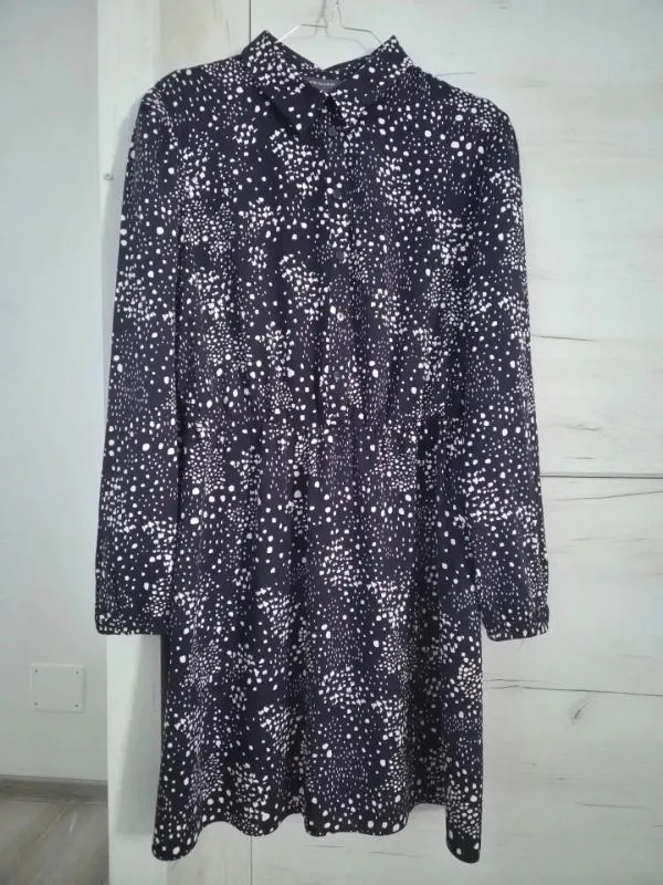 Rochie tip cămașă Primark EU 40 | Bleumarin, Mini, Mânecă lungă, Buline & Imprimeuri mici, Vâscoză - Image 6