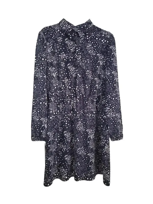 Rochie tip cămașă Primark EU 40 | Bleumarin, Mini, Mânecă lungă, Buline & Imprimeuri mici, Vâscoză