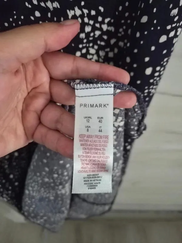 Rochie tip cămașă Primark EU 40 | Bleumarin, Mini, Mânecă lungă, Buline & Imprimeuri mici, Vâscoză - Image 4