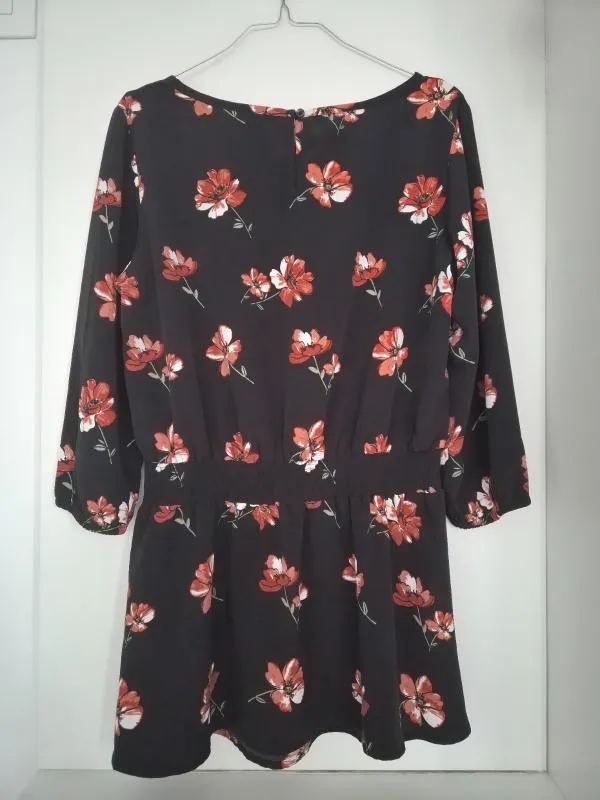 Rochie casual Bodyflirt EU 38 | Negru, Mini, Mânecă trei sferturi, Floral & Tropical, Poliester - Image 2