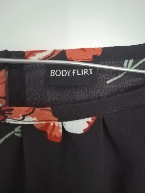 Rochie casual Bodyflirt EU 38 | Negru, Mini, Mânecă trei sferturi, Floral & Tropical, Poliester - Image 3