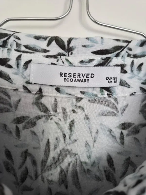 Cămașă Reserved EU 38 | Alb, Normal, Mânecă scurtă, Relaxed   Lejer fit, Floral & Tropical, Bumbac - Image 3
