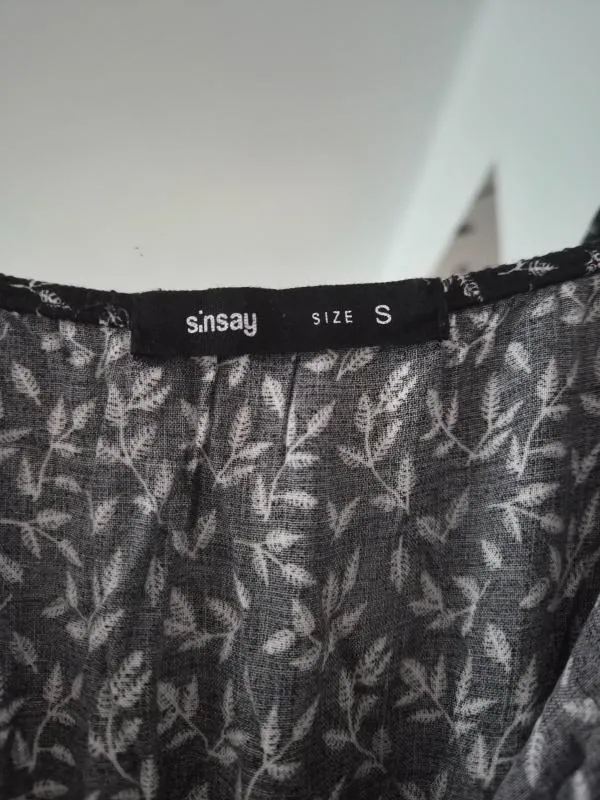 Salopetă lungă Sinsay S | Negru, Bretele subțiri, Floral & Tropical, Vâscoză - Image 3