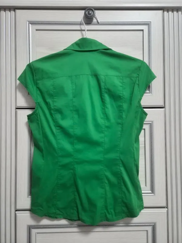 Cămașă Orsay EU 38 | Verde, Normal, Mânecă scurtă, Mulat   Cambrat fit, Monocrom, Bumbac - Image 2