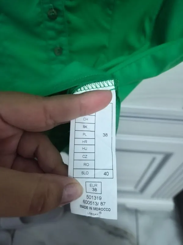 Cămașă Orsay EU 38 | Verde, Normal, Mânecă scurtă, Mulat   Cambrat fit, Monocrom, Bumbac - Image 4