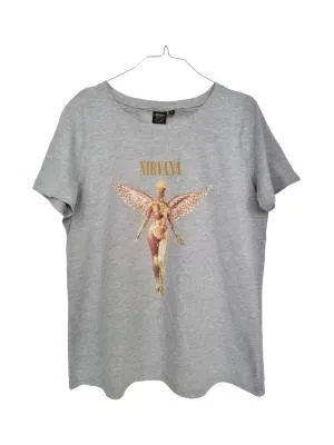 Tricou Nirvana M | Gri, Normal, Regular Standard fit, Logo, Bumbac