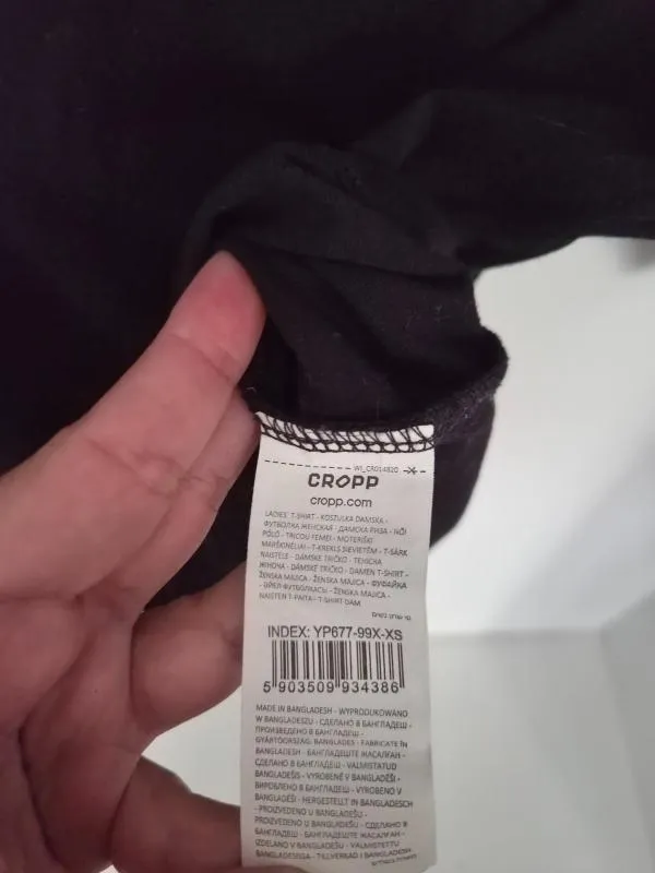 Tricou cropped (scurt) Cropp XS | Negru, Regular Standard fit, Monocrom, Bumbac - Image 4