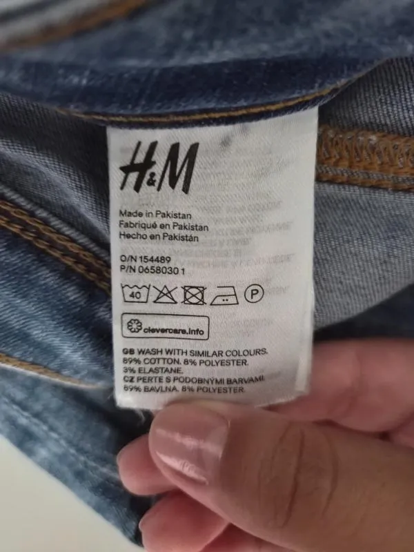 Blugi lungi H&M EU 38 | Albastru, Talie joasă, Jeggings fit, Monocrom, Rupți Cu tăieturi - Image 4