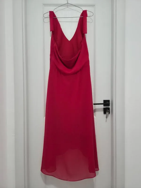 Rochie de seară Maxi Your Sixth Sense EU 40 | Roșu, Bretele după gât, Monocrom, Design asimetric - Image 2