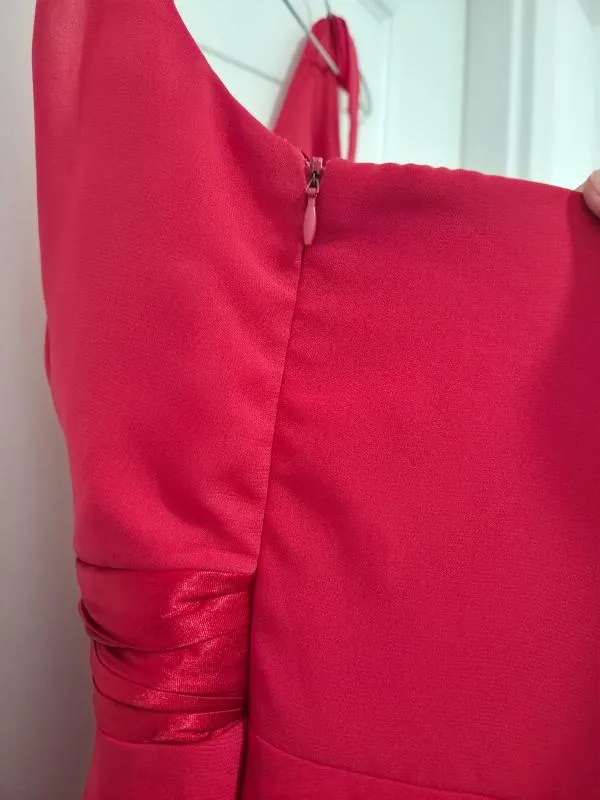 Rochie de seară Maxi Your Sixth Sense EU 40 | Roșu, Bretele după gât, Monocrom, Design asimetric - Image 4