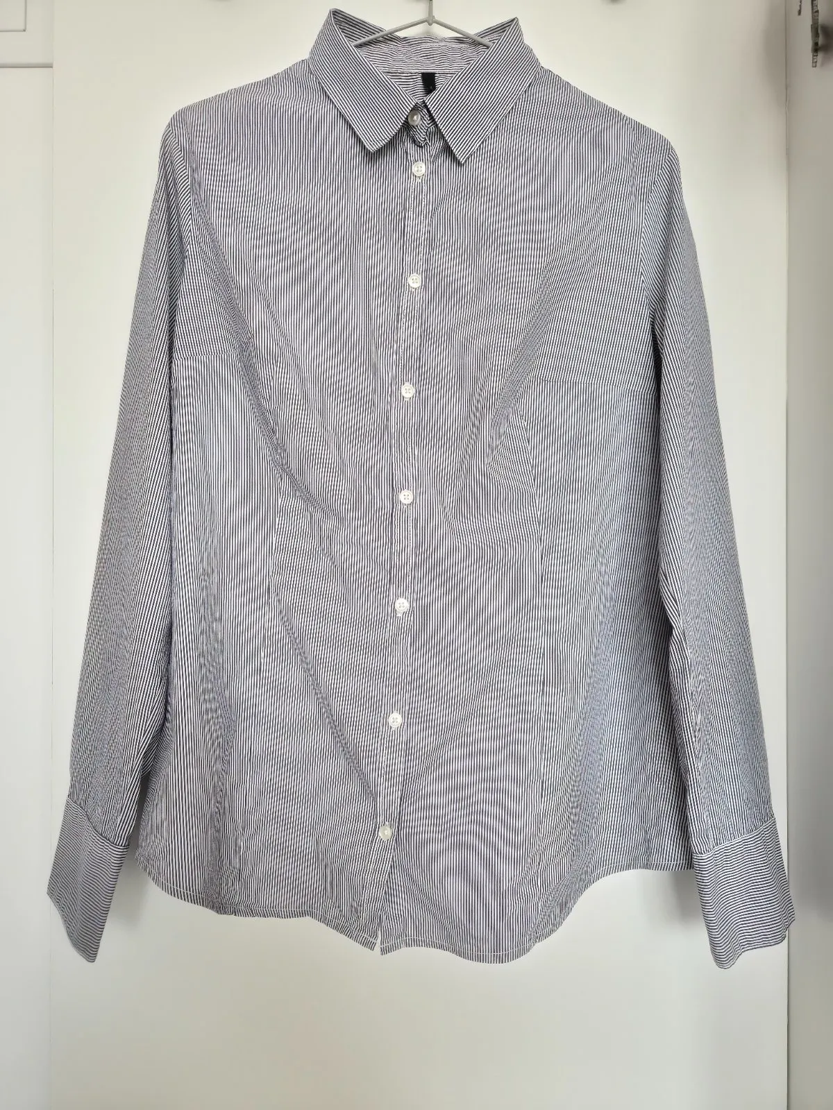 Cămașă Stile Benetton L | Gri, Normal, Mânecă lungă, Regular Standard fit, Dungi, Bumbac - Image 5
