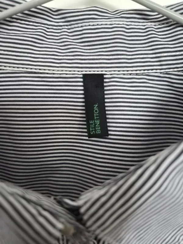 Cămașă Stile Benetton L | Gri, Normal, Mânecă lungă, Regular Standard fit, Dungi, Bumbac - Image 3