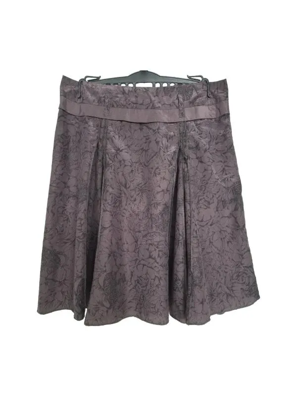 Fustă Mini Camaieu EU 36 | Maro, Talie medie, A-line fit, Floral & Tropical, Pliuri, Poliester