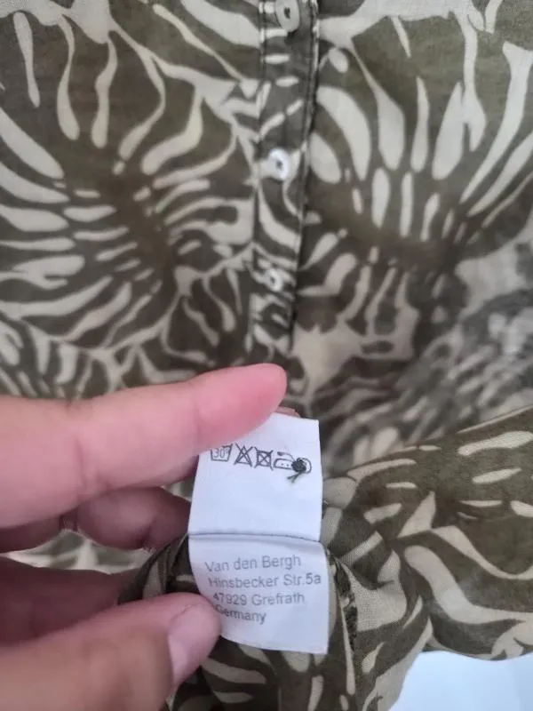 Bluză Emily Van Den Berg EU 40 | Khaki, Normal, Mânecă lungă, Regular Standard fit, Floral & Tropical, Paiete, Bumbac - Image 8