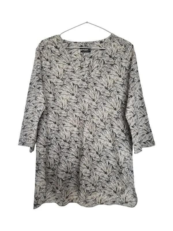 Bluză Marc O'Polo EU 38 | Gri, Lung, Mânecă trei sferturi, Regular   Standard fit, Floral & Tropical, Bumbac