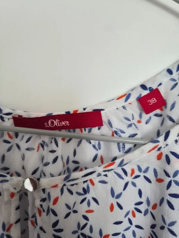 Bluză s.Oliver EU 38 | Alb, Normal, Mânecă lungă, Regular Standard fit, Buline & Imprimeuri mici, Vâscoză - Image 3