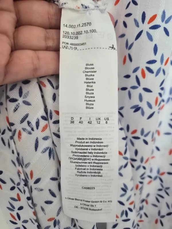 Bluză s.Oliver EU 38 | Alb, Normal, Mânecă lungă, Regular Standard fit, Buline & Imprimeuri mici, Vâscoză - Image 4