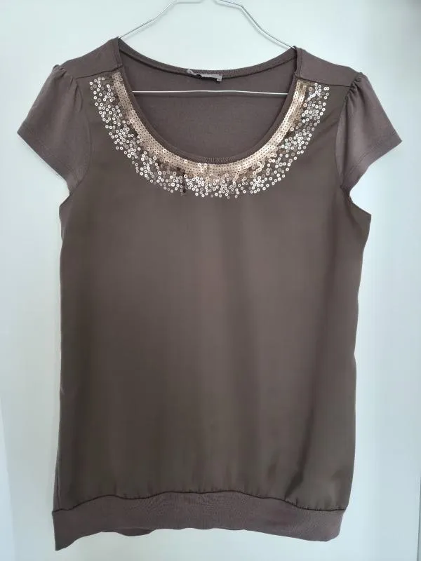 Bluză Orsay M | Maro, Normal, Regular Standard fit, Monocrom, Paiete, Poliester - Image 7