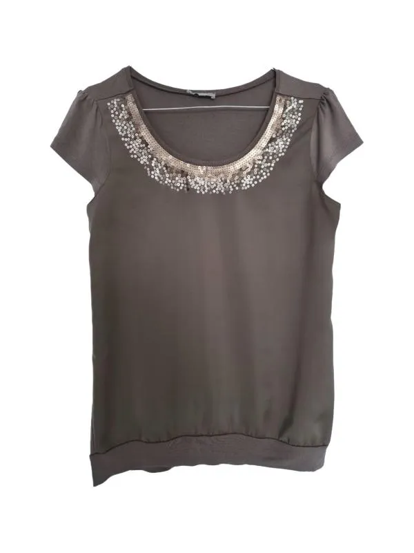 Bluză Orsay M | Maro, Normal, Regular   Standard fit, Monocrom, Paiete, Poliester