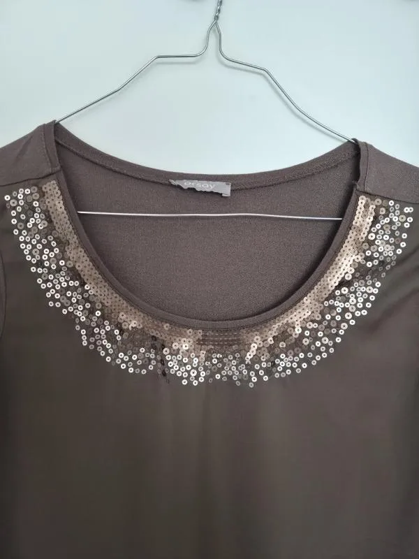 Bluză Orsay M | Maro, Normal, Regular Standard fit, Monocrom, Paiete, Poliester - Image 3