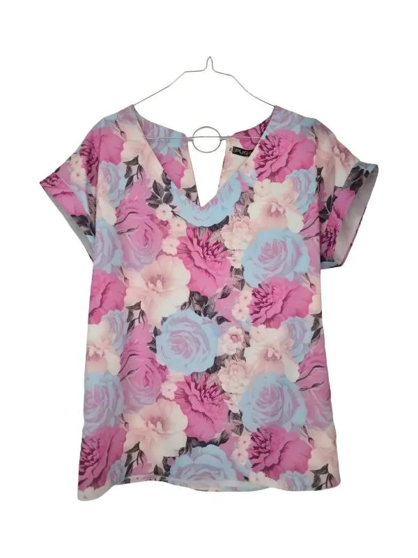 Bluză Puga EU 36 | Multicolor, Normal, Mânecă scurtă, Regular Standard fit, Floral & Tropical, Vâscoză