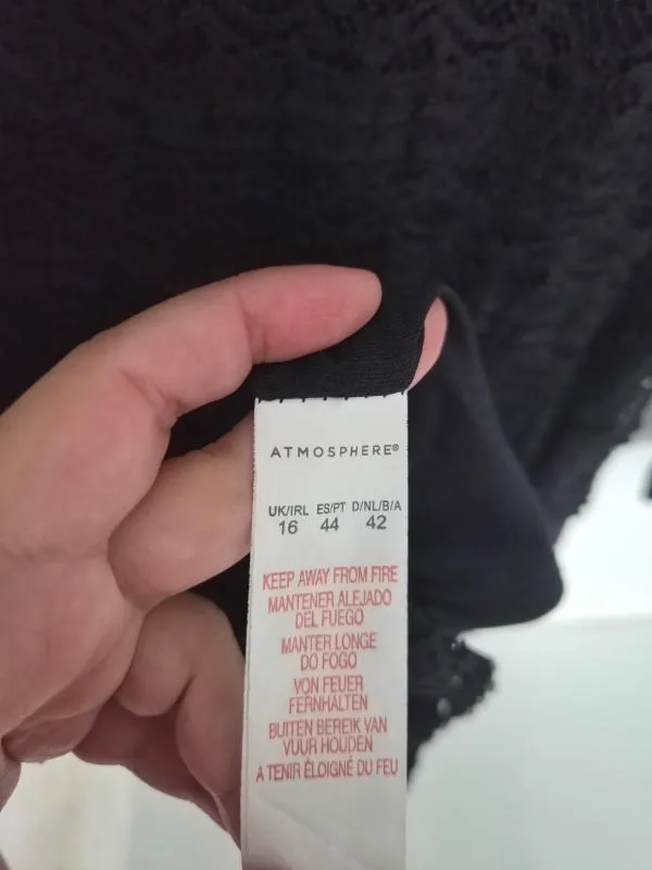 Rochie de seară Mini Atmosphere EU 44 | Negru, Mânecă trei sferturi, Monocrom, Dantelă, Poliester - Image 4