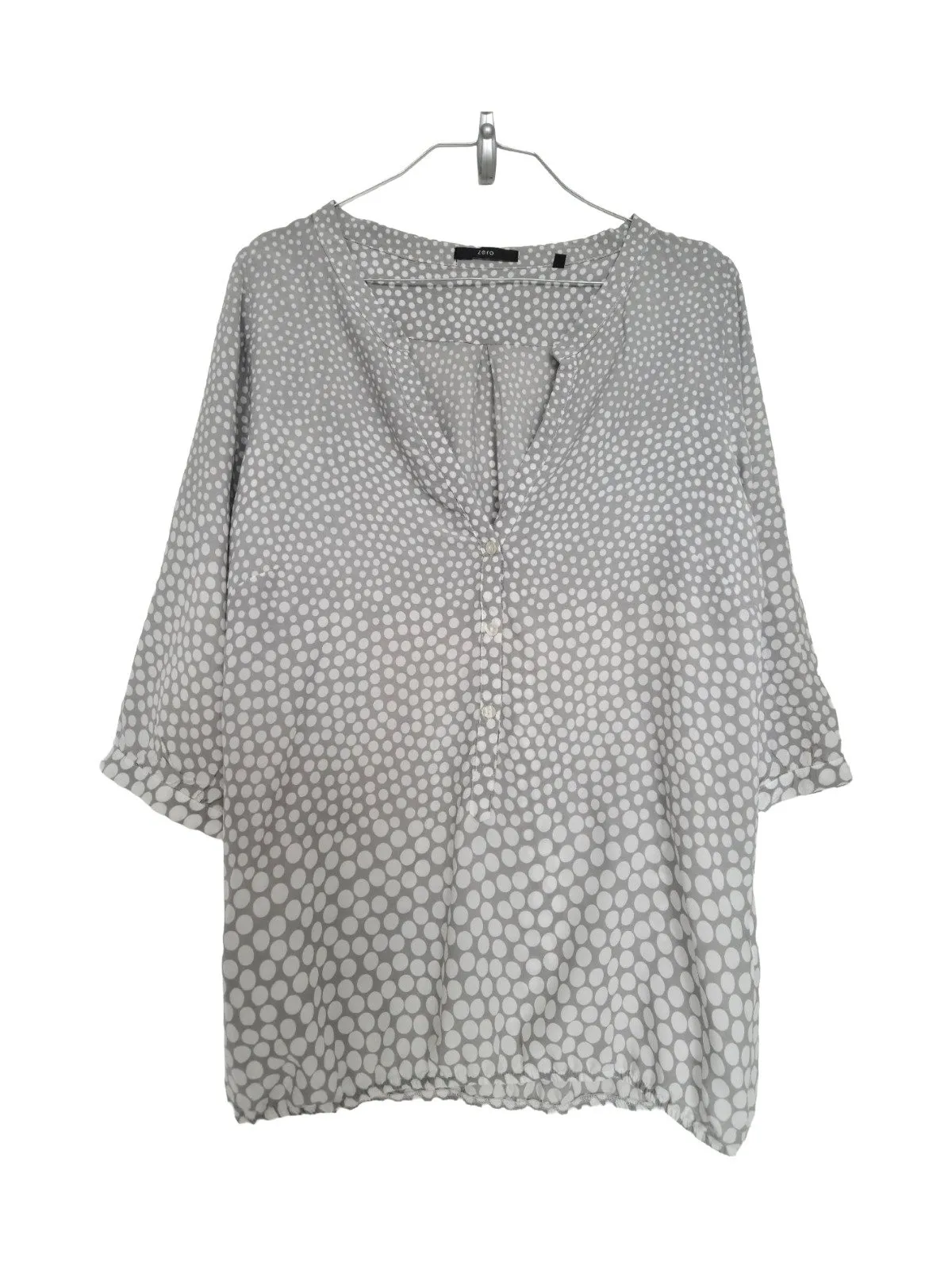 Bluză Zero EU 38 | Gri, Normal, Mânecă trei sferturi, Regular   Standard fit, Buline & Imprimeuri mici, Vâscoză