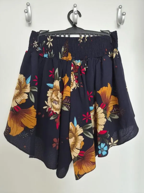Pantaloni Scurți Shein L | Bleumarin, Talie înaltă, Regular (Standard) fit, Clasici Casual, Floral & Tropical, Bumbac - Image 2