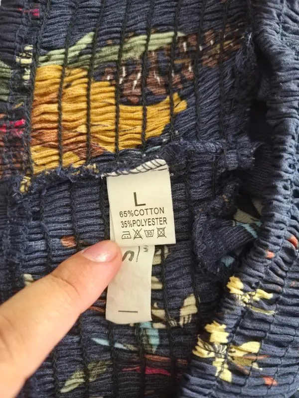 Pantaloni Scurți Shein L | Bleumarin, Talie înaltă, Regular (Standard) fit, Clasici Casual, Floral & Tropical, Bumbac - Image 3