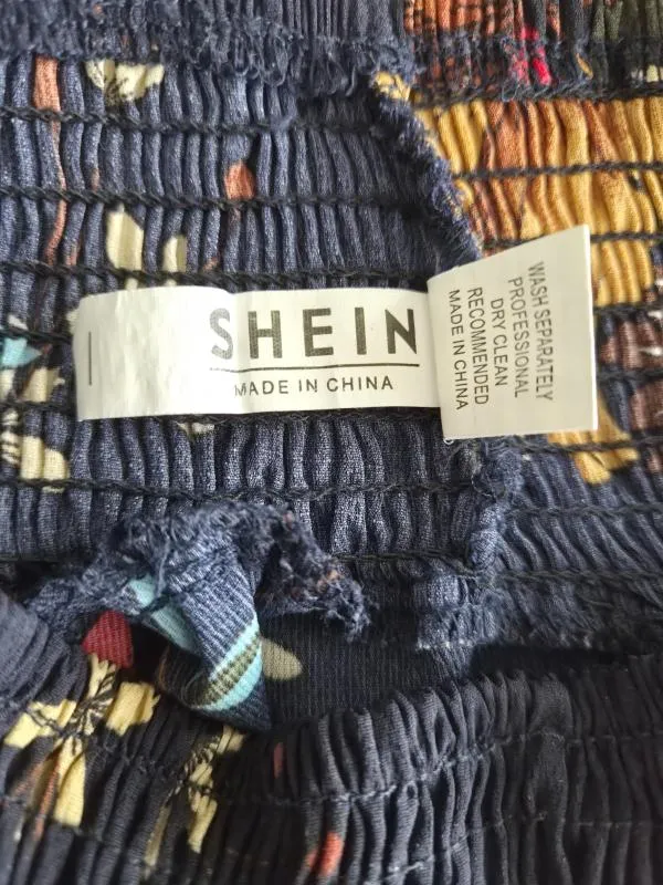 Pantaloni Scurți Shein L | Bleumarin, Talie înaltă, Regular (Standard) fit, Clasici Casual, Floral & Tropical, Bumbac - Image 4
