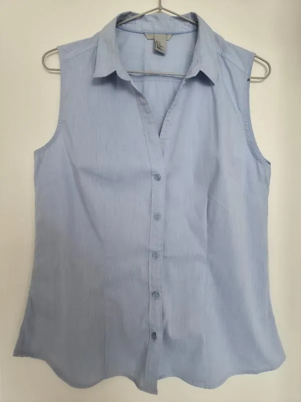 Cămașă H&M EU 40 | Bleu, Normal, Fără mâneci, Regular   Standard fit, Monocrom, Bumbac - Image 6