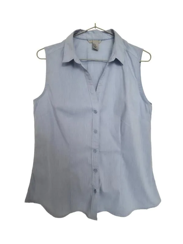 Cămașă H&M EU 40 | Bleu, Normal, Fără mâneci, Regular Standard fit, Monocrom, Bumbac