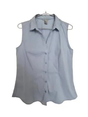 Cămașă H&M EU 40 | Bleu, Normal, Fără mâneci, Regular Standard fit, Monocrom, Bumbac