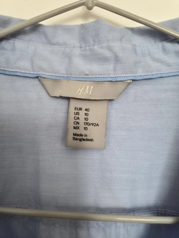 Cămașă H&M EU 40 | Bleu, Normal, Fără mâneci, Regular   Standard fit, Monocrom, Bumbac - Image 3