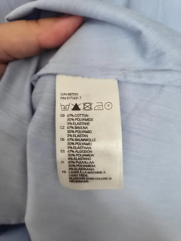 Cămașă H&M EU 40 | Bleu, Normal, Fără mâneci, Regular   Standard fit, Monocrom, Bumbac - Image 4