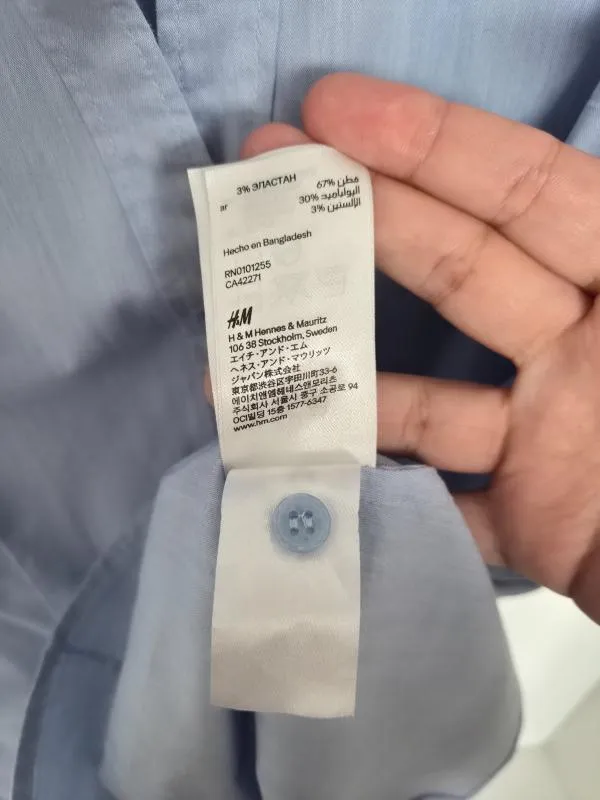 Cămașă H&M EU 40 | Bleu, Normal, Fără mâneci, Regular   Standard fit, Monocrom, Bumbac - Image 5