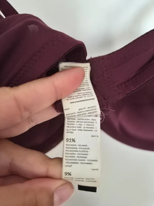 Sutien Sinsay EU 36 | Burgundy, Monocrom, Poliamidă - Image 7