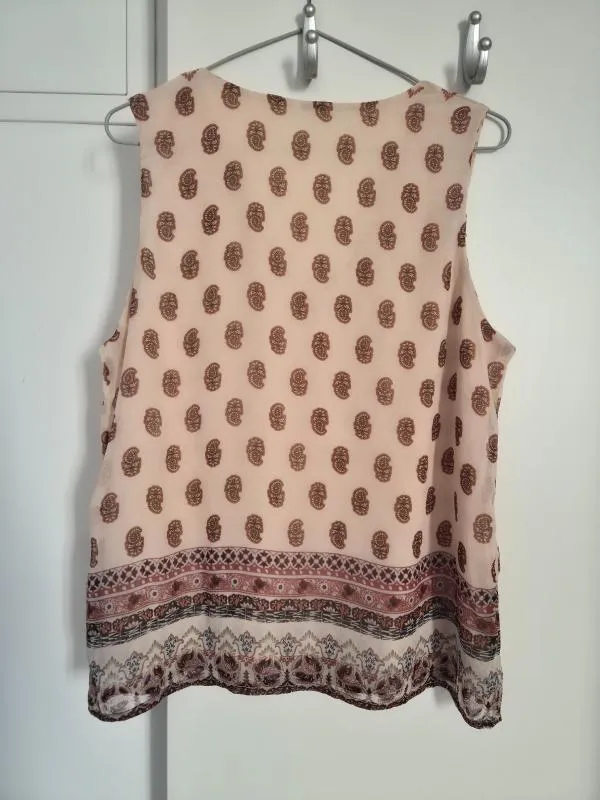Bluză Vero Moda M | Bej, Normal, Fără mâneci, Regular Standard fit, Oriental & Paisley, Decolteu în V, Poliester - Image 2