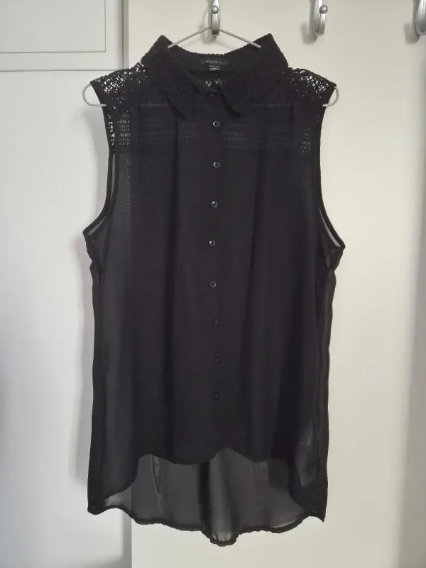 Cămașă Amisu L | Negru, Lung, Fără mâneci, Regular   Standard fit, Monocrom, Transparent, Poliester - Image 6