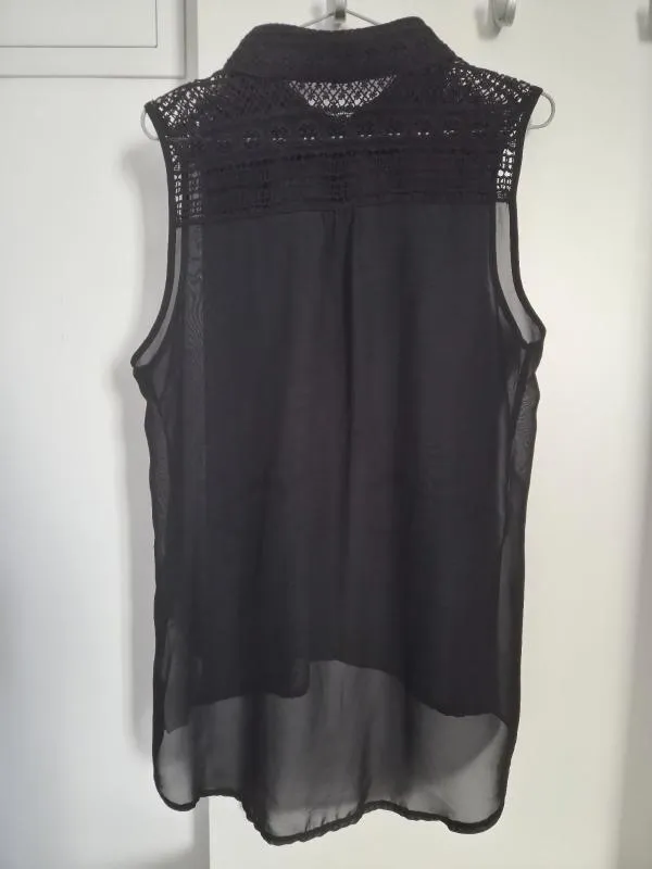 Cămașă Amisu L | Negru, Lung, Fără mâneci, Regular   Standard fit, Monocrom, Transparent, Poliester - Image 2