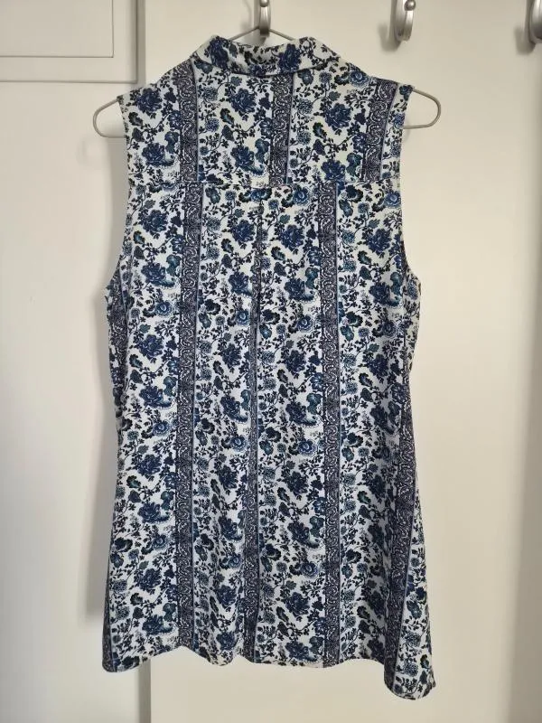 Cămașă H&M EU 36 | Albastru, Normal, Fără mâneci, Regular Standard fit, Floral & Tropical, Vâscoză - Image 2
