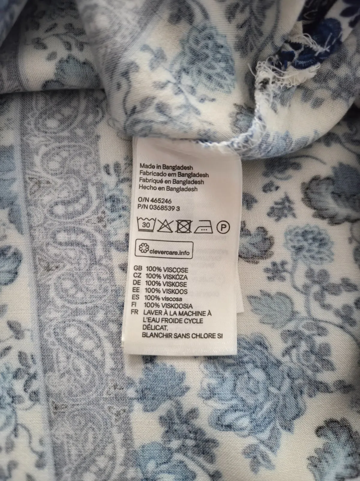 Cămașă H&M EU 36 | Albastru, Normal, Fără mâneci, Regular Standard fit, Floral & Tropical, Vâscoză - Image 4